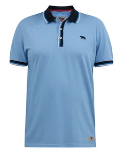D555 Bayton 1 Stripe Jersey Polo With Rib Collar Cuffs Sky Blue